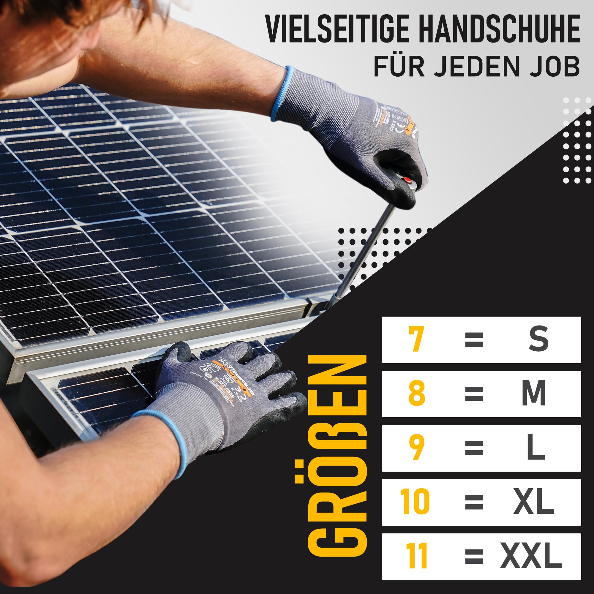 60 Paare Arbeitshandschuhe Herren Größe 8-M | Arbeitshandschuhe mit Rutschfeste Nitril, Beschichtung , Robust und Abriebfest Handschuhe Arbeitshandschuhe