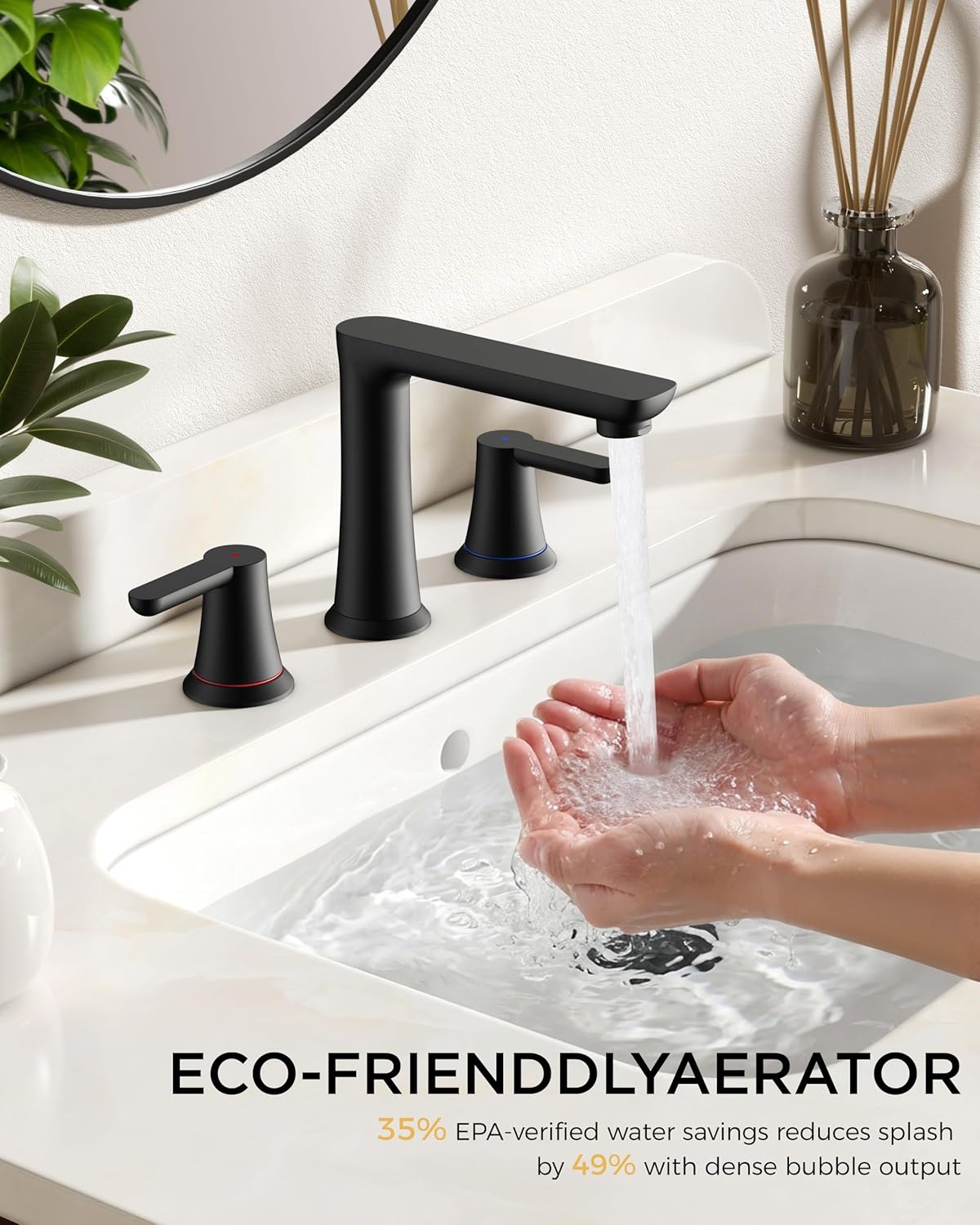 FORIOUS Black Bathroom Faucet 3 Hole, Two Handle 8 Inch Widespread Bathroom Sink Faucet Matte Black with Metal Pop-up Drain, cUPC Supply Lines and Water Saving Aerator for Basin, Vanity, or Commercial