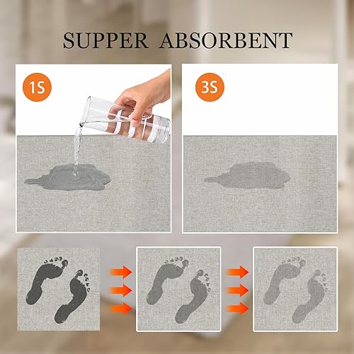 Miniatura 3 de Yancrop - Tapete de baño ultrafino enrollable, sin arrugas, con parte trasera de goma antideslizante, superficie de tela absorbente, secado rápido