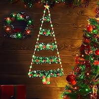 Vista 8 de Toodour Luces de Decoración Navideña para Interiores, Luces LED de Navidad de 2.65 pies, Luz Verde Colgante para Pared y Ventana, Funciona