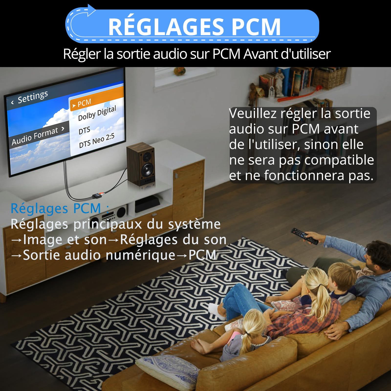 CAMWAY Convertisseur DAC 192kHz SPDIF vers RCA Optique Toslink vers 3.5mm Audio Numérique Analogique