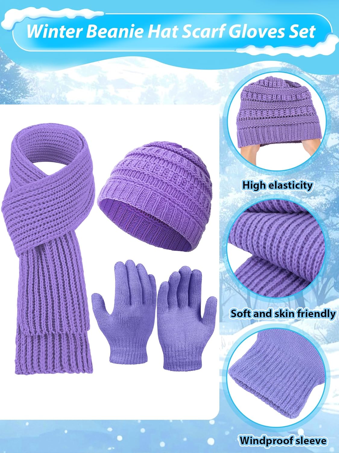 80 Pcs Kids Winter Hat Gloves Scarf Set with Colorful Drawstring Bag, Knit Toddler Beanie Cap, Warm Gloves, Neck Warmer for 5-10 Years Old Girls and Boys Children - Image 3