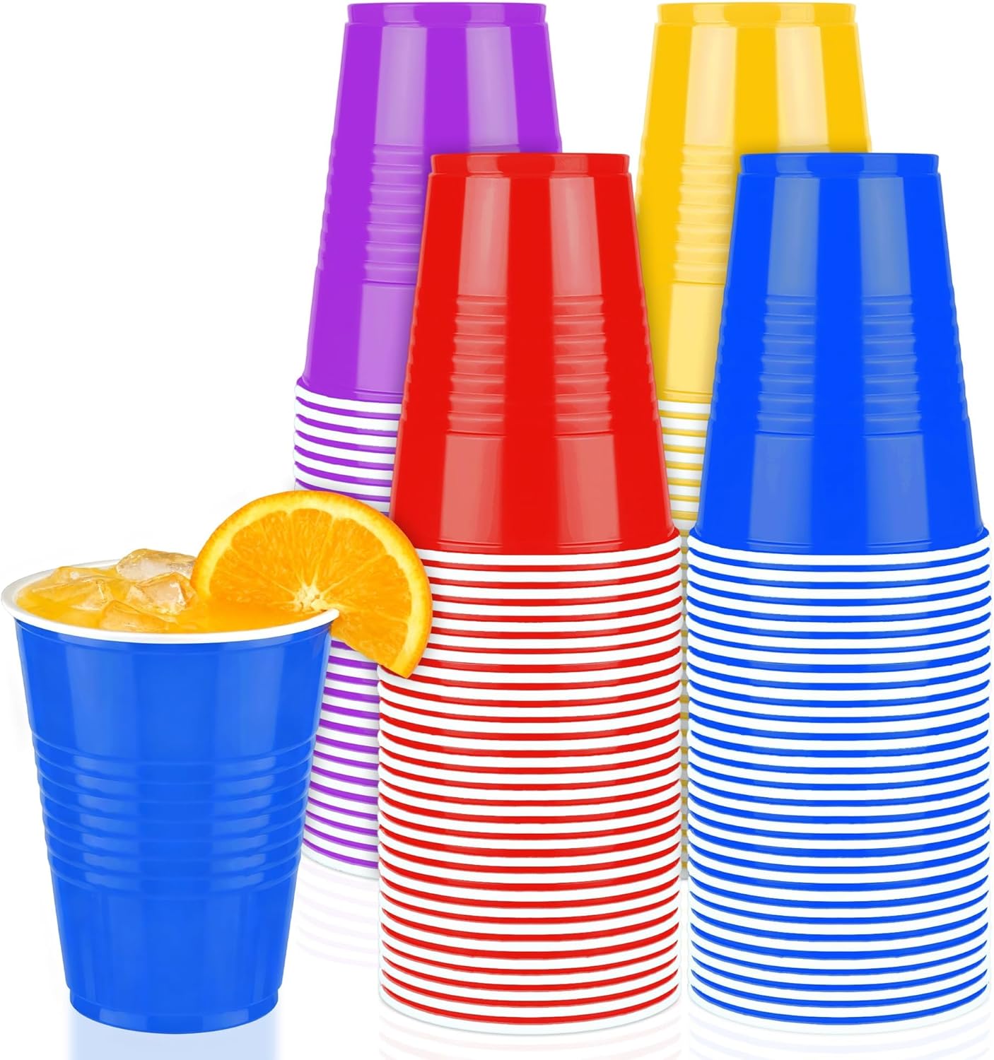 Kochorie 120 Pieces 16 oz Plastic Cups Assorted Colors Disposable Party Cups Drinking Cup Bulk for Party Holiday Birthday Wedding Festive Celebrations