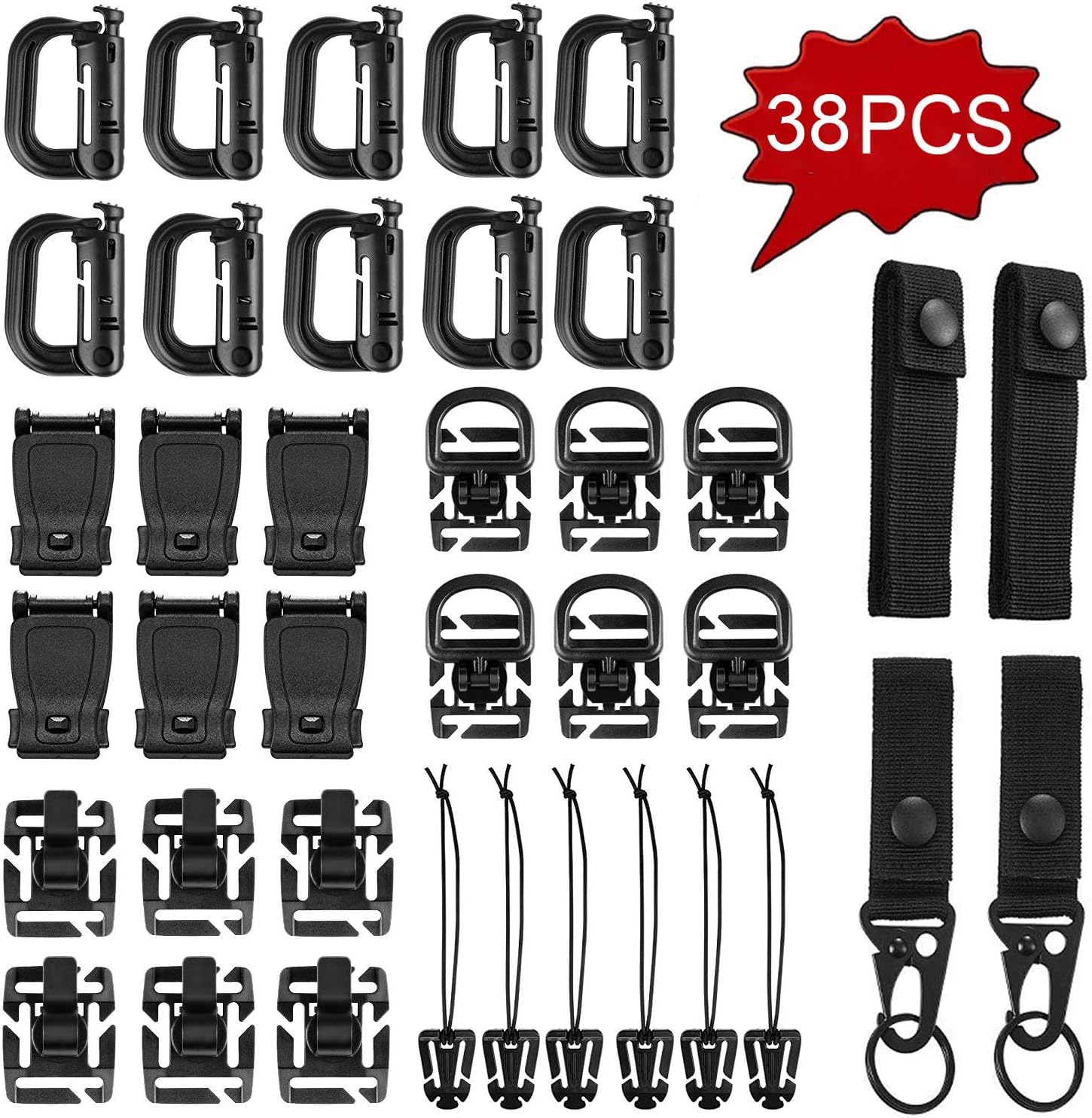 Levanco 38Pcs Molle Attachment Accessories, Include Molle Straps