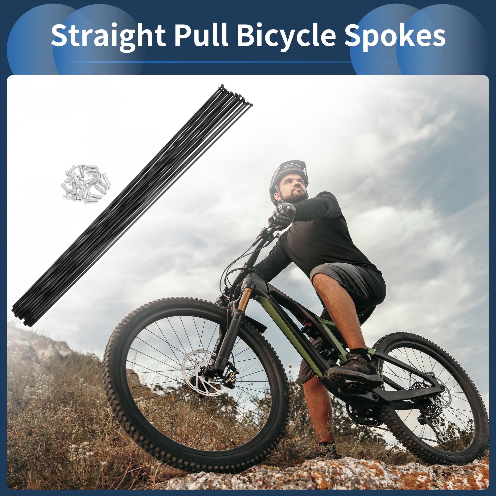 20 Stück 14G Fahrradspeichen Aus Carbonstahl Schwarz 299mm | 299mm Länge, 2mm Durchmesser, Verzinkte Nippel, 20 Nippel, Für Radaufbau, Progressive Hammertechnologie