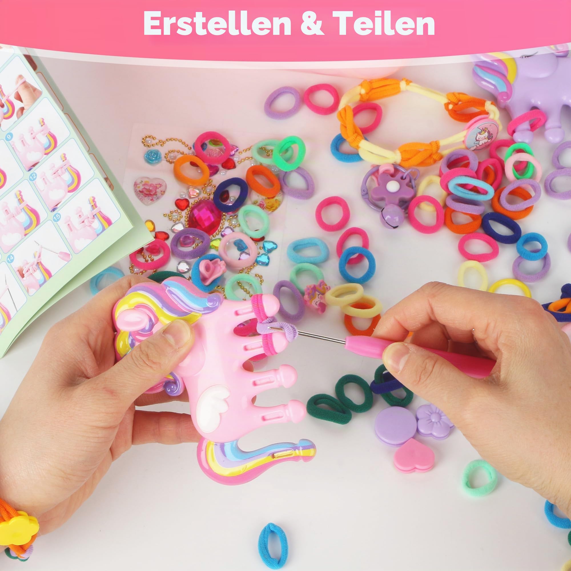 LIAILA Loom Bänder Set für Kinder 1000pcs 2026 Upgraded Soft Loom Bänder Haargummis Mädchen Armbänder selber machen mit Zubehör Bastelset Kinder ab 6 Jahre, Mädchen Geschenke 6 7 8 9 Jahre