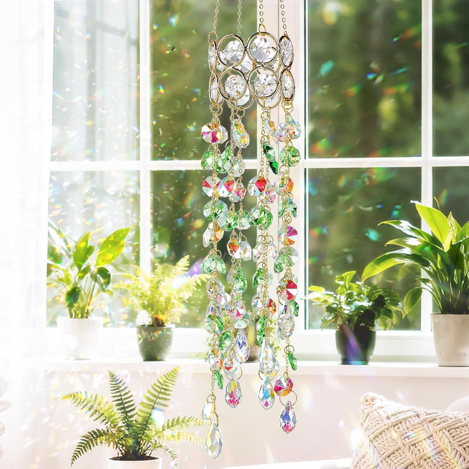 H&D Crystal Suncatcher 48cm - Gold Green