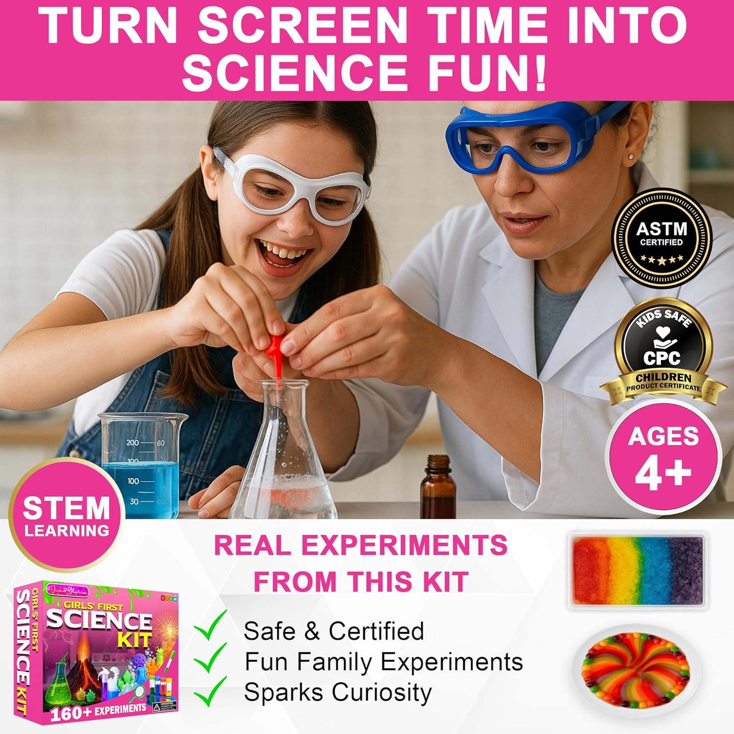 Jim&Gloria Science Kits for Kids Age 5-7 8-12 Year Old Birthday Gifts for Girls, Craft Supplies, Learning & Educational Toys, Stem Toys, Chemistry Set, Science Experiments for Kids Volcano Projects - Image 3