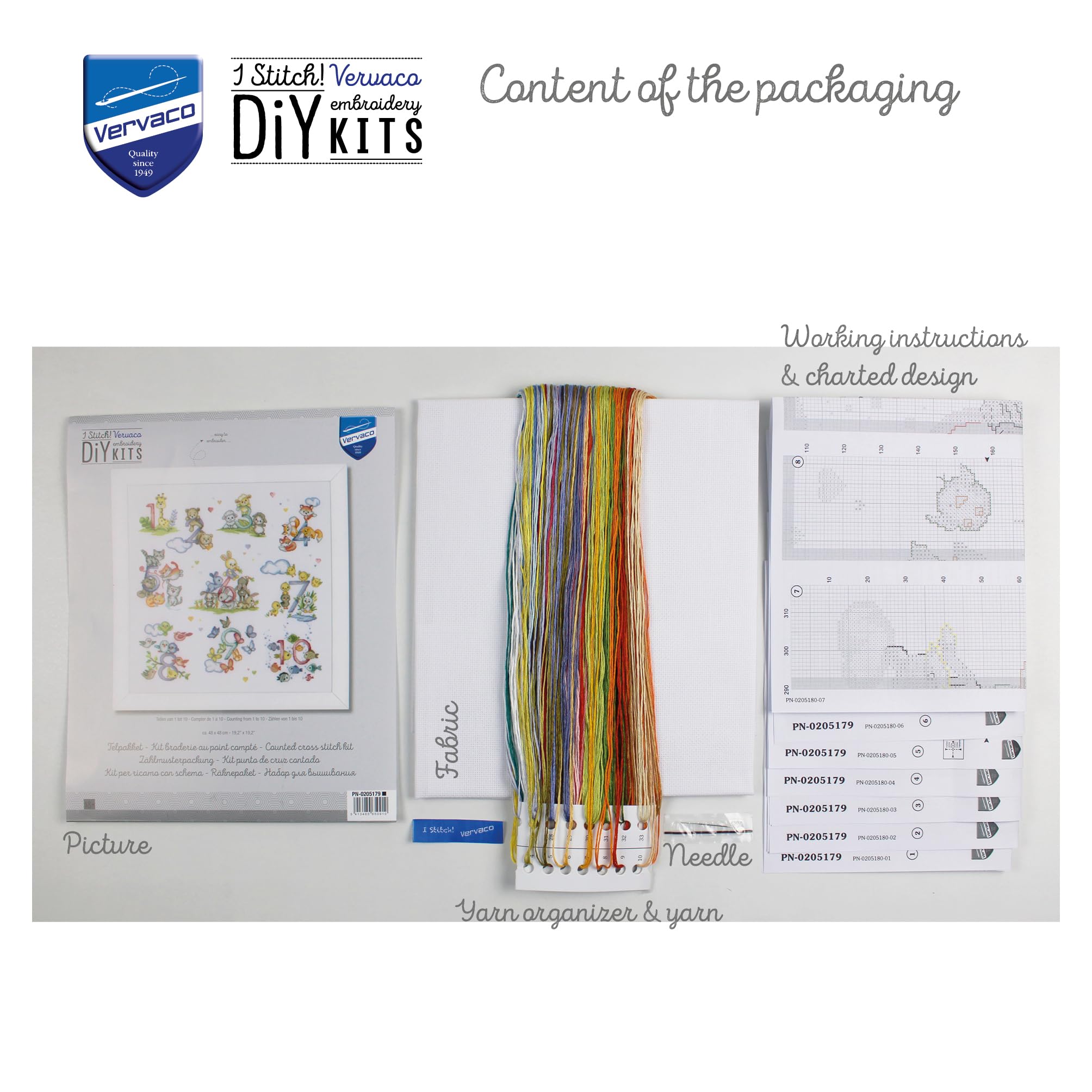 VERVACO Haft Krzyżykowy Liczony Zestaw Obraz do Haftu LICZENIE OD 1 DO 10 Zrób to Sam Zestaw Kreatywny dla Dorosłych 48 x 48 cm Dekoracja Ścienna DIY Cross Stitch Kit