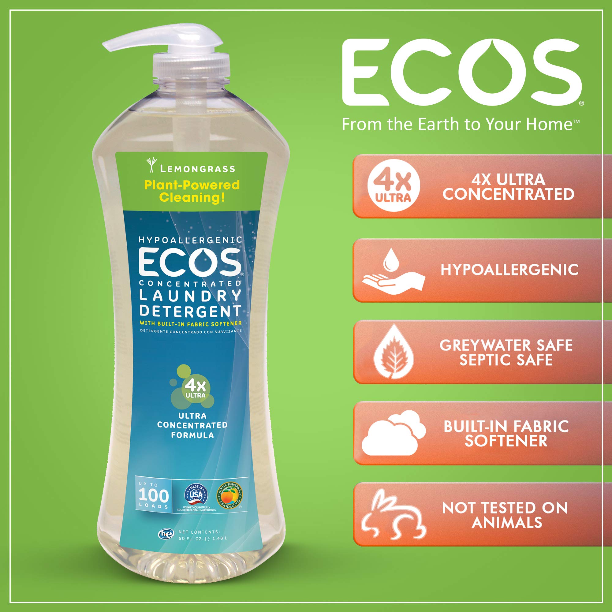 Buy Earth Friendly Products Ecos 4X Ultra Concentrated Liquid Laundry