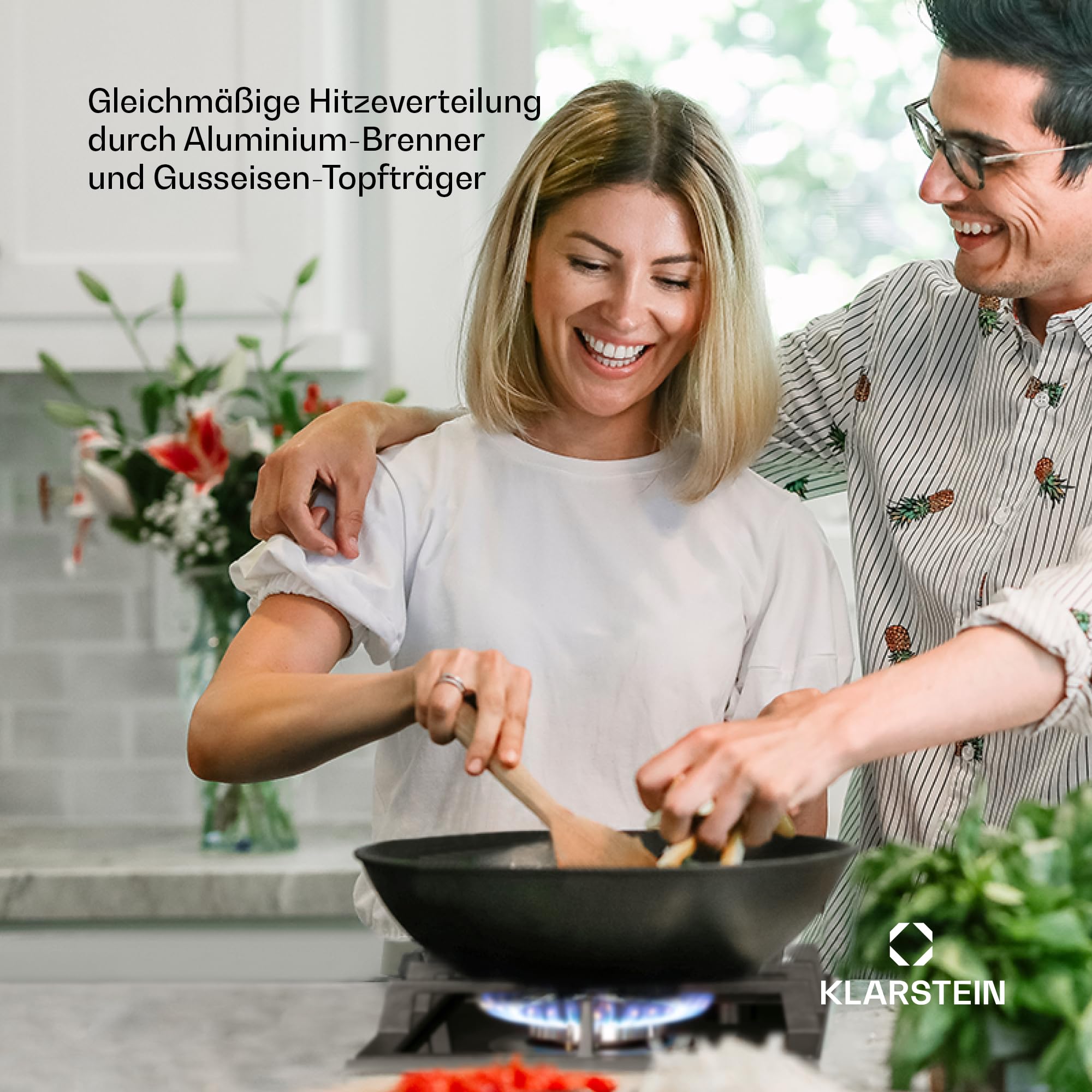 Klarstein Gaskocher 2-Flammig, 4,2 kW Einbau-Gaskocher für Innenbereich, für Wohnmobil, 2-Flammiger Moderner Einbau Gasherd, Zwei Brenner Gas Herd