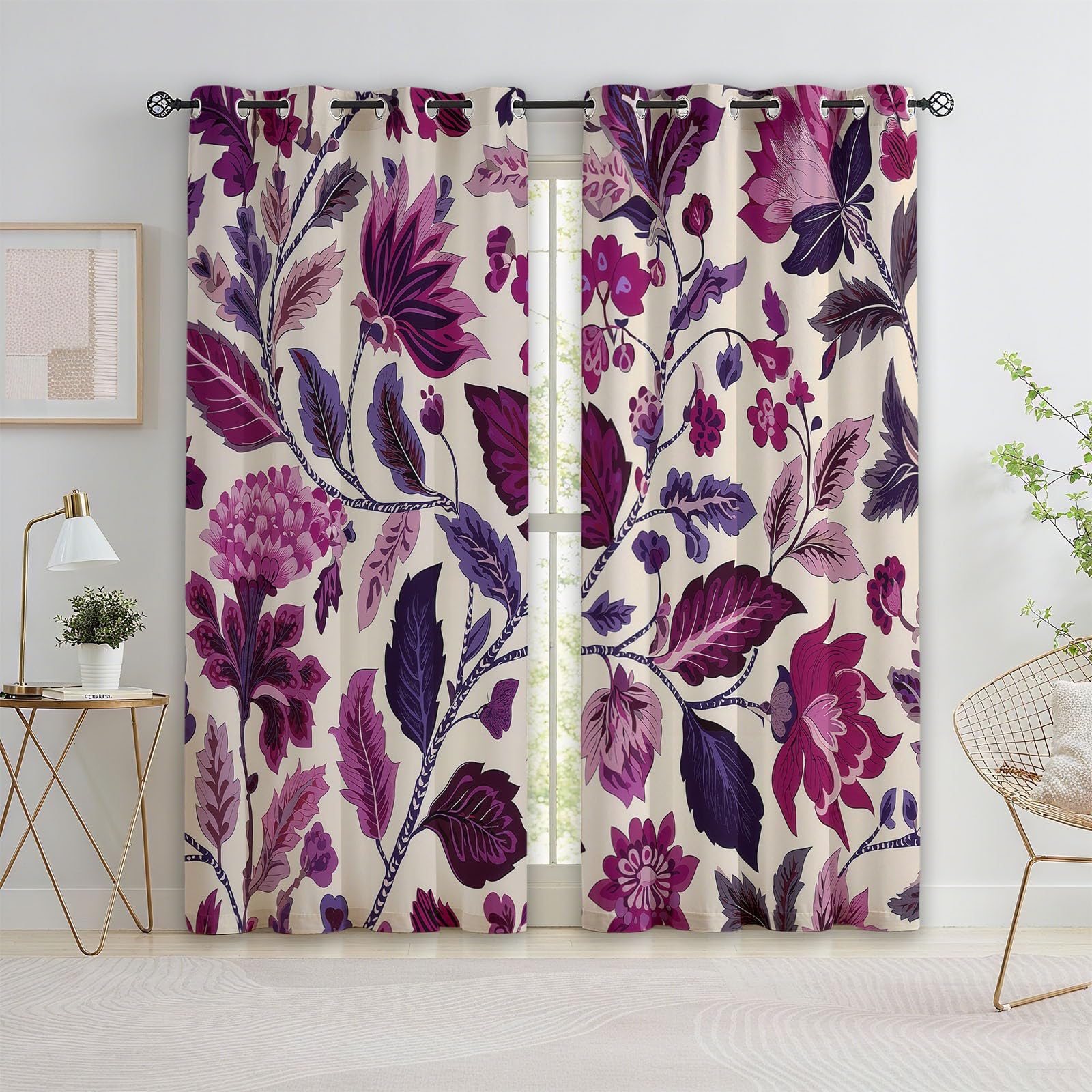 Boheme - Cortina térmica aislante (85 x 200 cm, 2 unidades, antifrío y calor, cortinas opacas, con ojales, dormitorio, salón, decoración