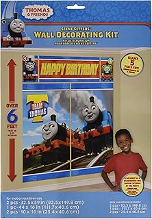 amscan Thomas The Tank Engine Scene Setter Photo Background Poster 5 Count Birthday Party Supplies, Multicolor