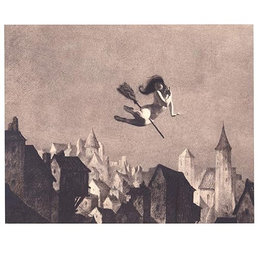 Witch Flight by William Mortensen - Impresión artística sin marco de 11 x 14 pulgadas, diseño vintage de Halloween, hogar, bruja, Wicca, decoración