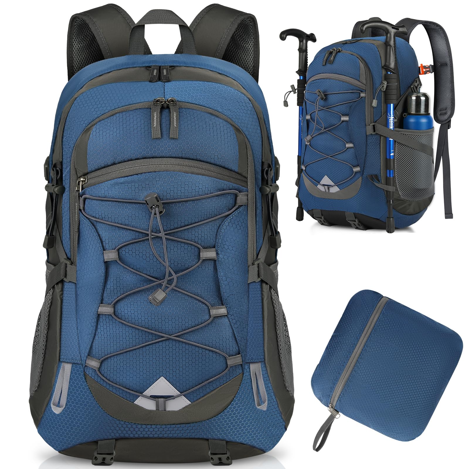 IGOLUMON Zaino Trekking 40 Litri, Zaino Ultraleggero Pieghevole, Impermeabile Zaino da Viaggio per Uomo/Donna, Zaino da Trekking con Strisce Riflettenti, Zaino Montagna per Escursionismo Campeggio