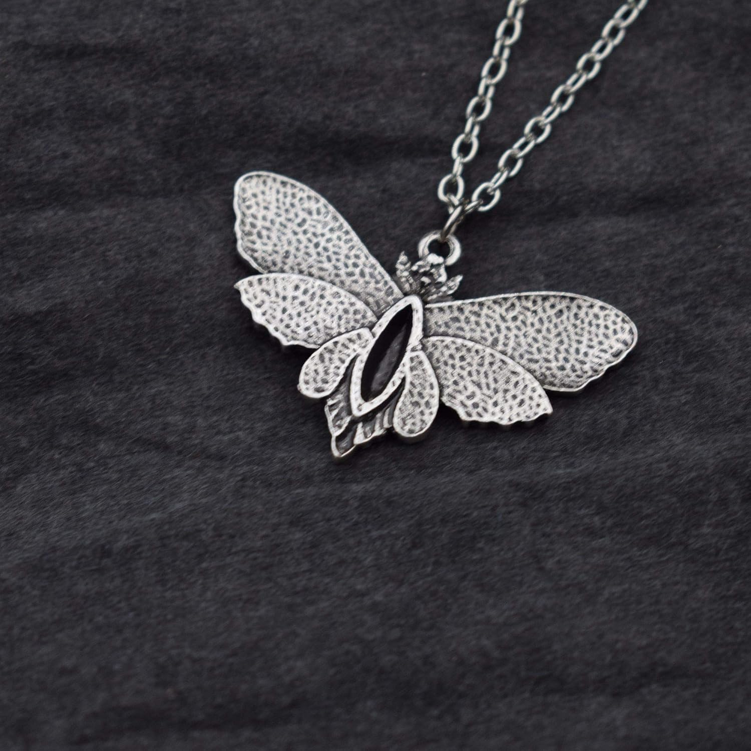 Big Skull and Dead Moth Head Insect Jewellery Butterfly Pendant Necklace