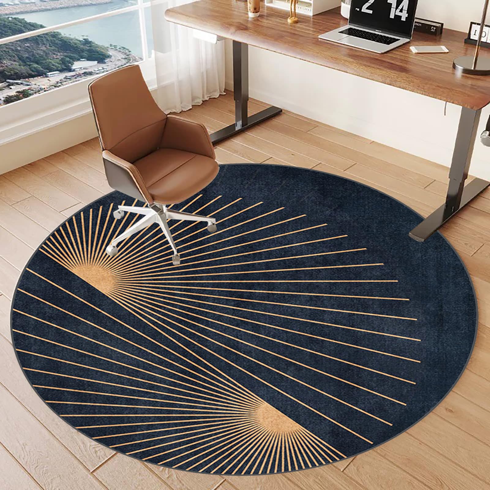 Tkuhknag Color 245 Heavy Duty Office Chair Mat For Low Pile Carpet Floors, Non-Slip Thick Desk Hard Floor Chair Mat Protector 130 Cm, Gaming Chair Mat, Round Carpet Protector Chair Mat For Parquet, Tile, Laminate