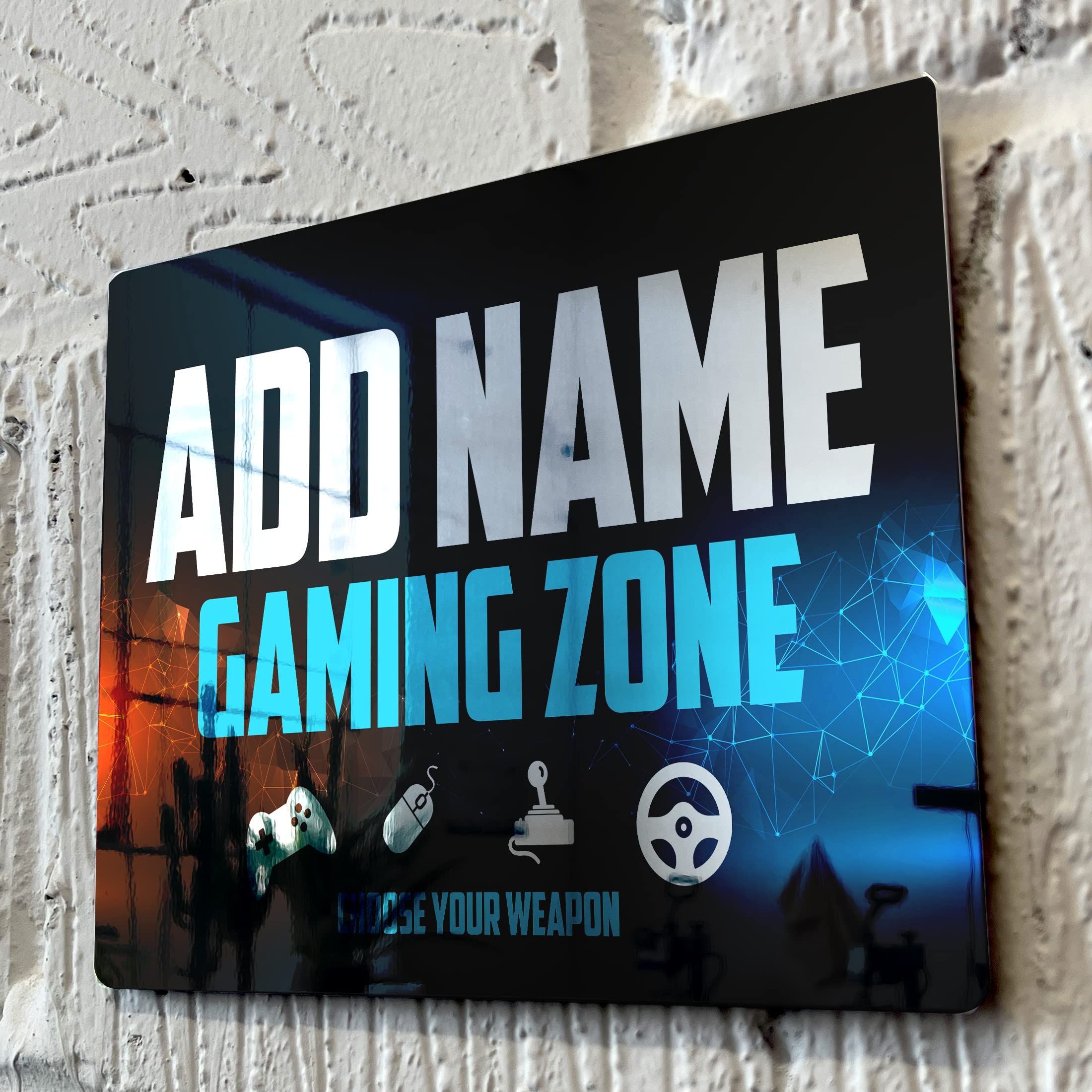 Shopquality4u Gaming Zone Neural D11 Personalised Game Metal Mirror Gamer Sign - Customised Printed Wall Art Plaque A5 Gaming Zone Neural