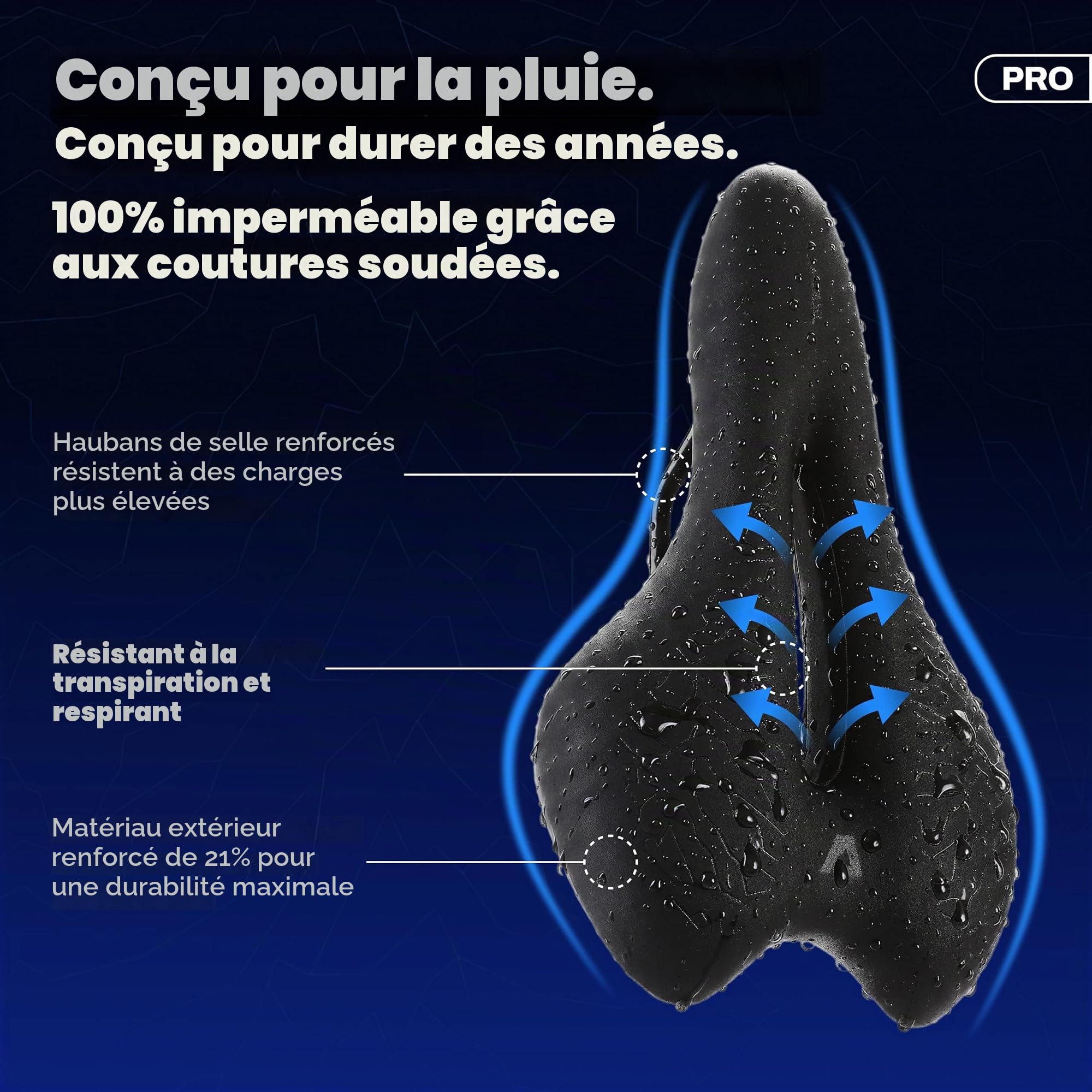ALPENSATTEL® Selle de vélo ergonomique [mousse à mémoire de forme 3D] – Selle pour homme et femme – Matériau respirant pour une répartition idéale de la pression – Maintien de selle universel pour