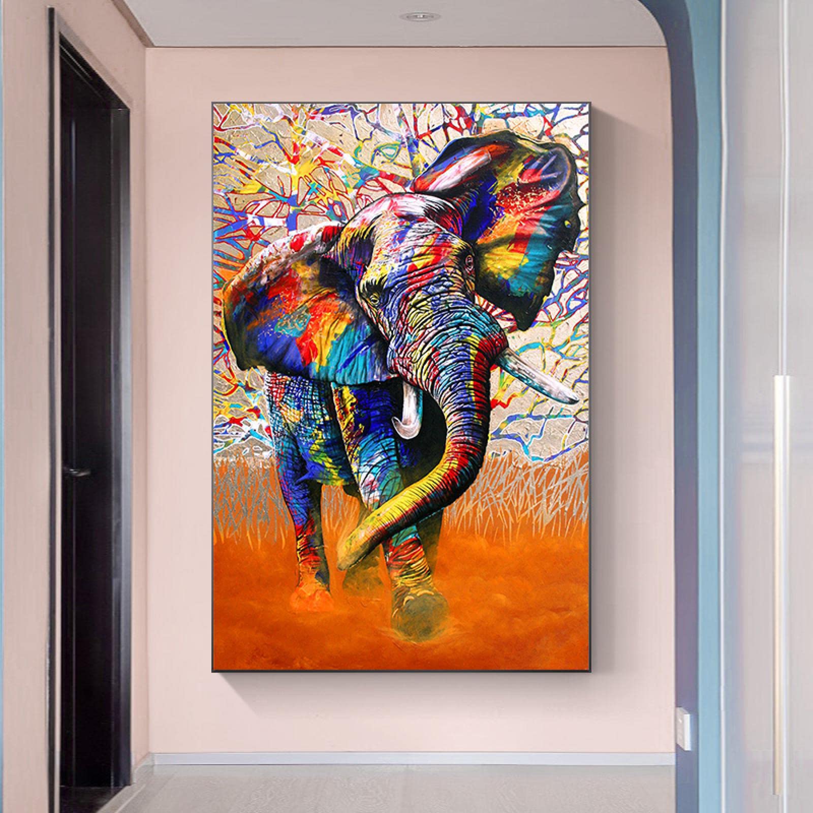 Stampa Su Tela Elefante In Cammino – 101x76 Cm, Extra Large, Pronta Da Appendere, Per Soggiorno E Ufficio