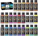 Artme Ensemble de peinture acrylique métallique, 24 Couleurs métalliques en 2 oz/60ml Bouteilles, Peinture acrylique brillant métallique, Peinture de pigments riches Parfait pour les artistes, Débutants sur toile, Roches, Bois, Tissu, Céramique