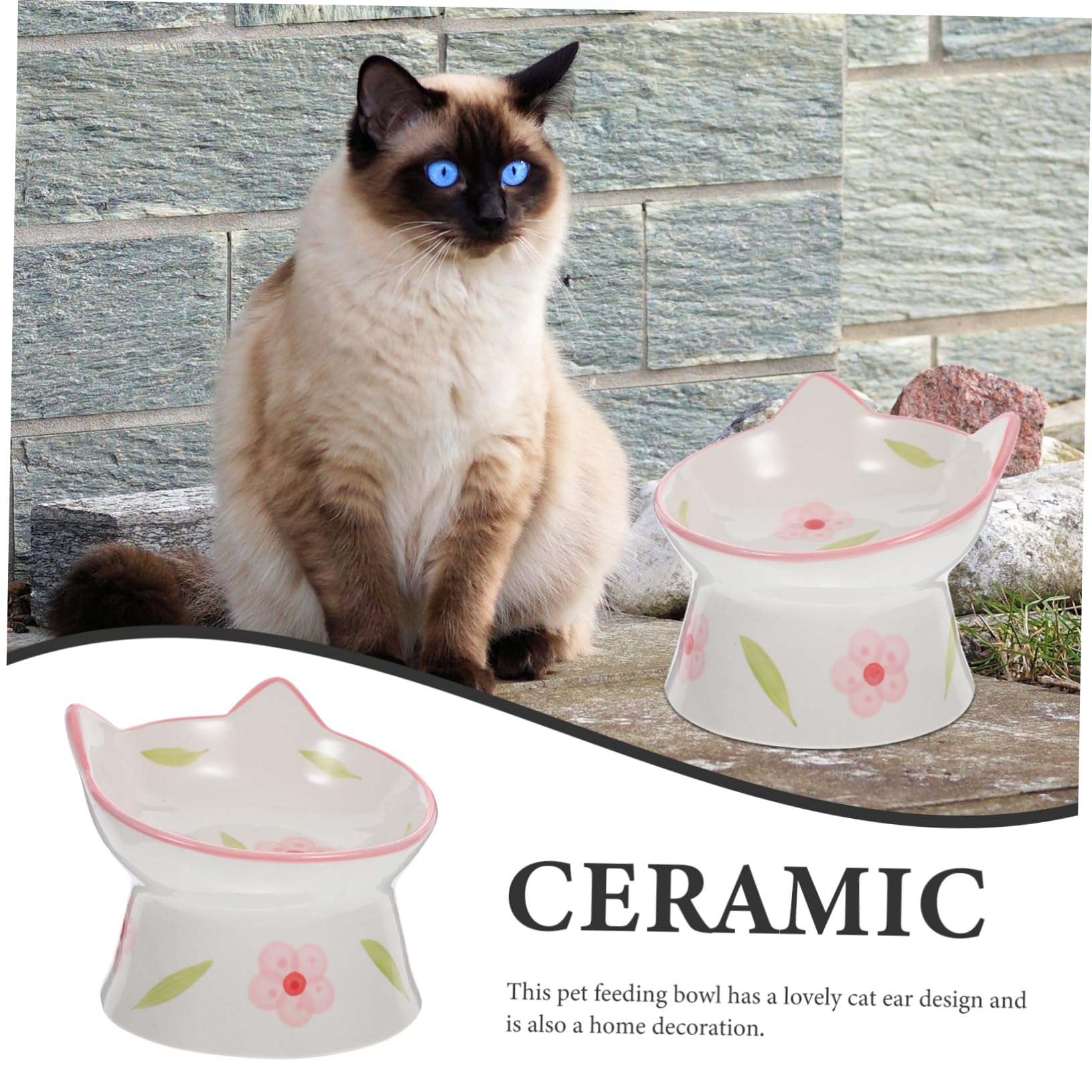BESPORTBLE 2pezzi Ciotola Rialzata per Gatti in Ceramica Ciotole Elevate per Animali Domestici Mangiatoia per Gatti Protezione per Collo Ciotola per Alimenti Rialzata
