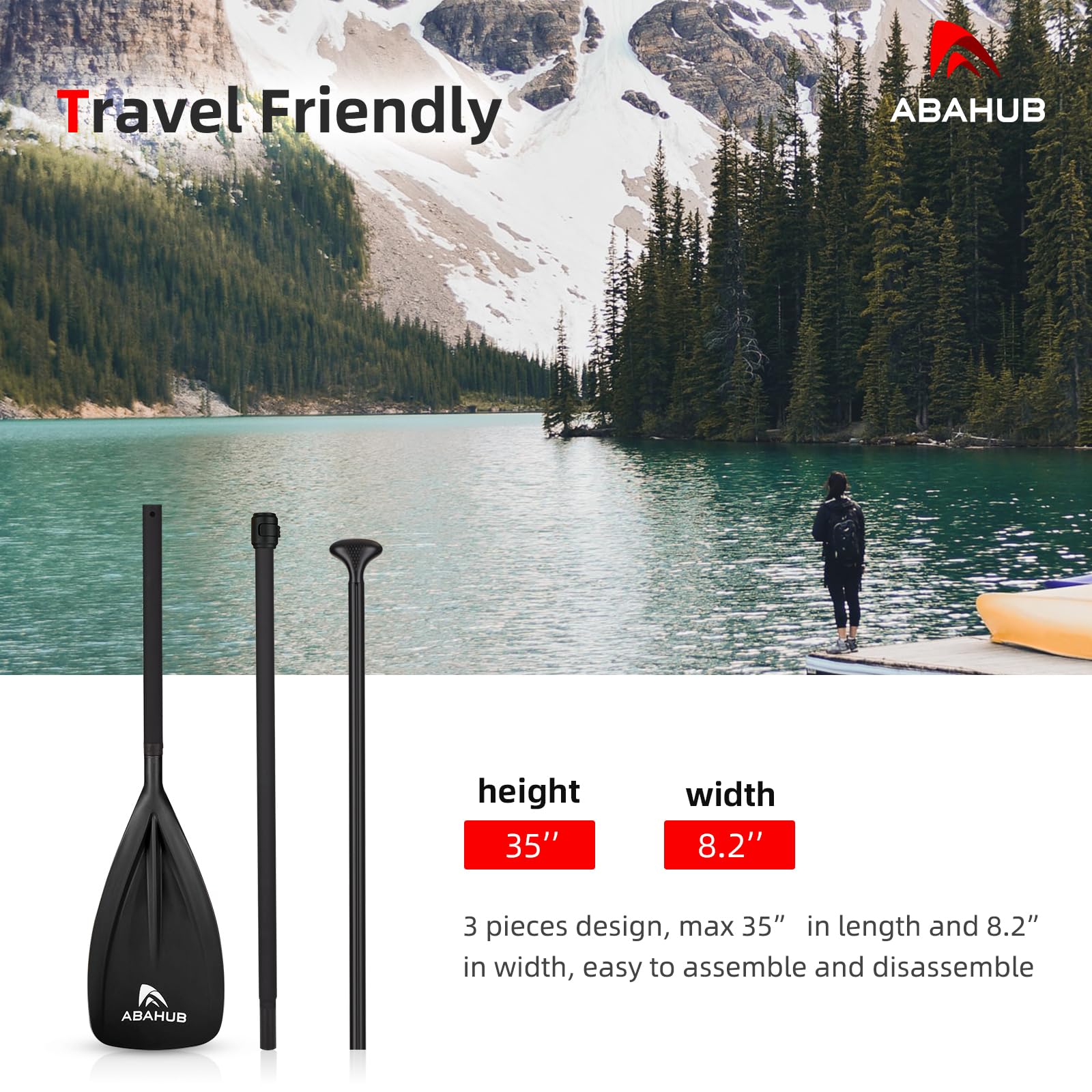 Abahub Pagaia SUP Alluminio Remi SUP Paddle Stand Up Paddle Telescopico 173-213 cm Rivestimento in PU per SUP Surf Board Boating, Nylon Plastic Blade Nero/Blu/Verde/Rosso/Arancione/Giallo