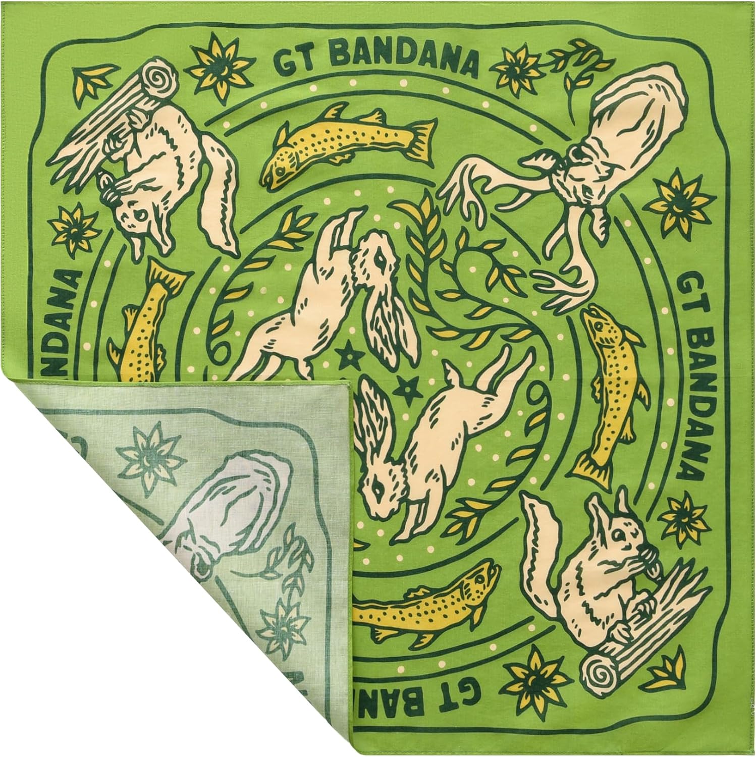 22"x22" Forest Animal Cotton Bandana Multi-Purpose Headbands - Image 2