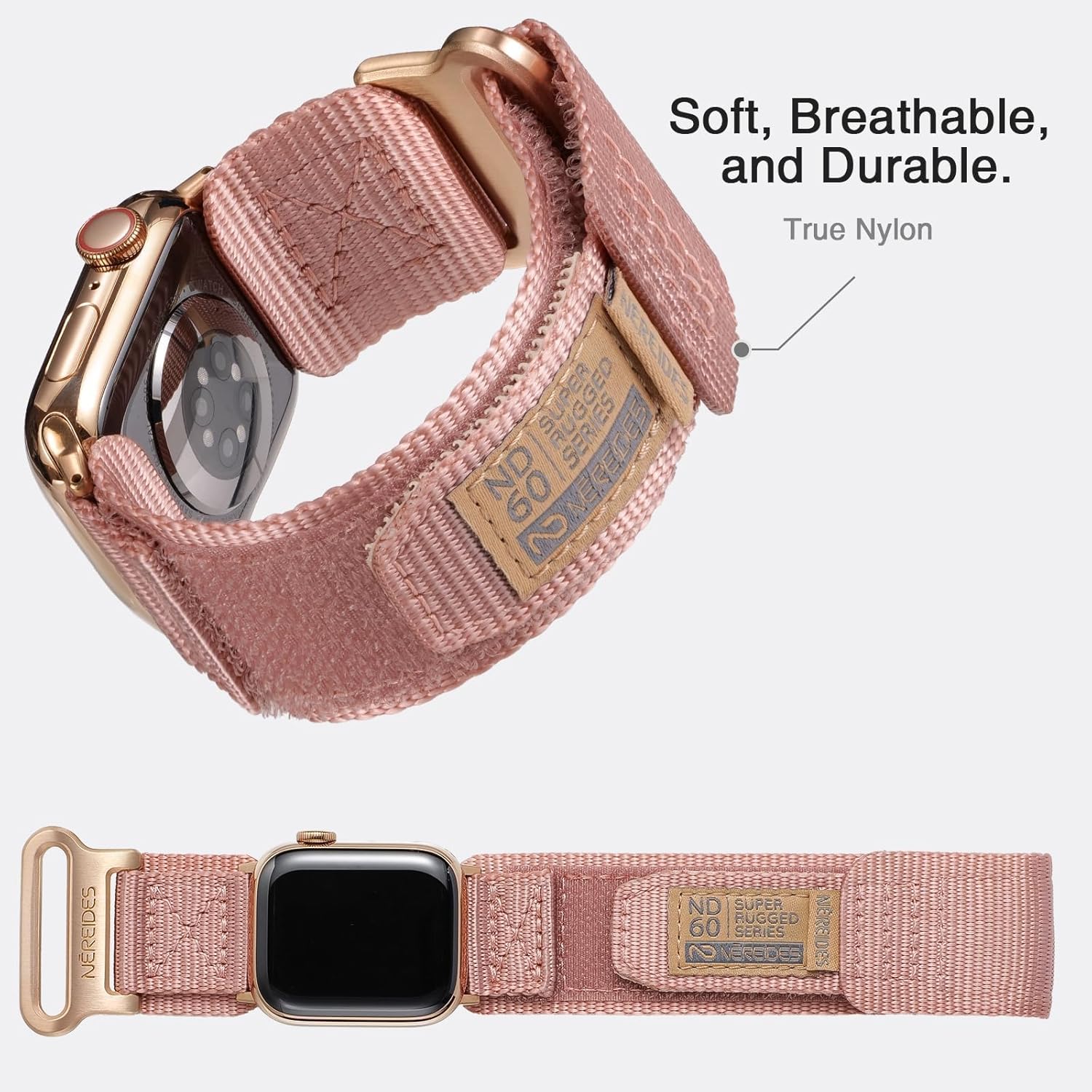 Compatible with Apple Watch Series 11 Band Series 10/9/8/7/6/5/4/SE/SE2/SE3,Nylon Sports Strap with Woven Design for Women 42mm/40mm/41mm/38mm,Pink