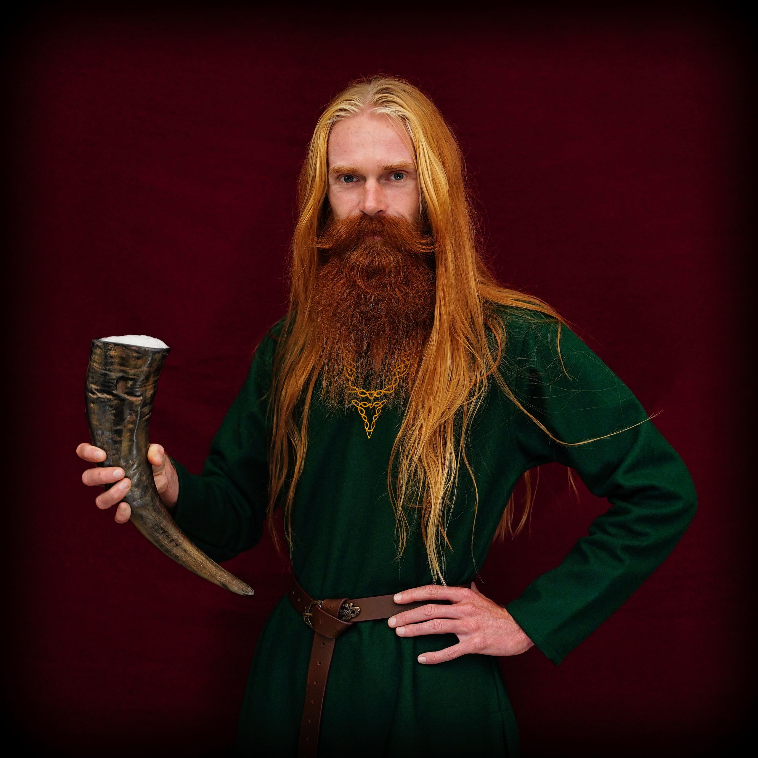 Mythrojan Viking Drinking Buffalo Horn 100% Original Authentic Medieval Drinking Horn for Beer Mead Ale Medieval Inspired Stein Mug Food Safe for Men Women Unique Gift Accessory - Large, 16