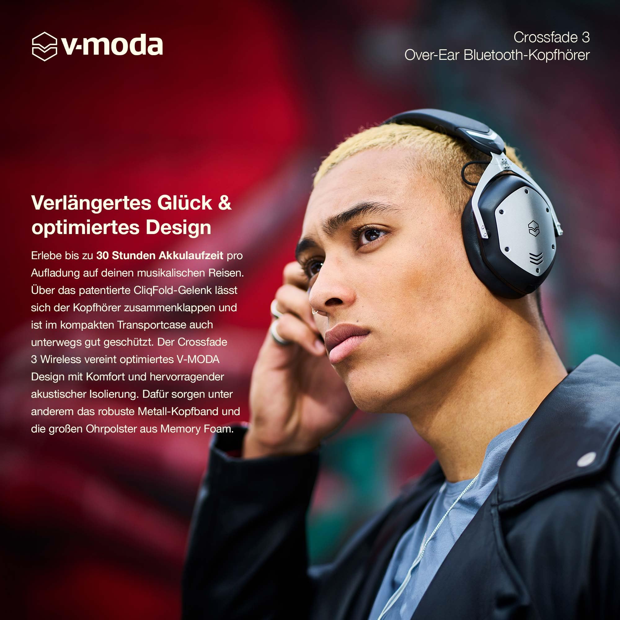 V-Moda Crossfade 3 | Kabelgebundener Over-Ear-Kopfhörer, favorisiert von Top-DJs weltweit | Druckvoller Sound, abgestimmt auf die Energie und Begeisterung im Club | Mobile Editor-App – Gunmetal Black