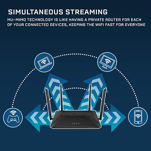 Miniatura 4 de D-Link Enrutador WiFi, AC1750 Internet inalámbrico para transmisión en el hogar Gigabit y juegos, Smart Dual Band MU-MIMO Controles parentales QoS