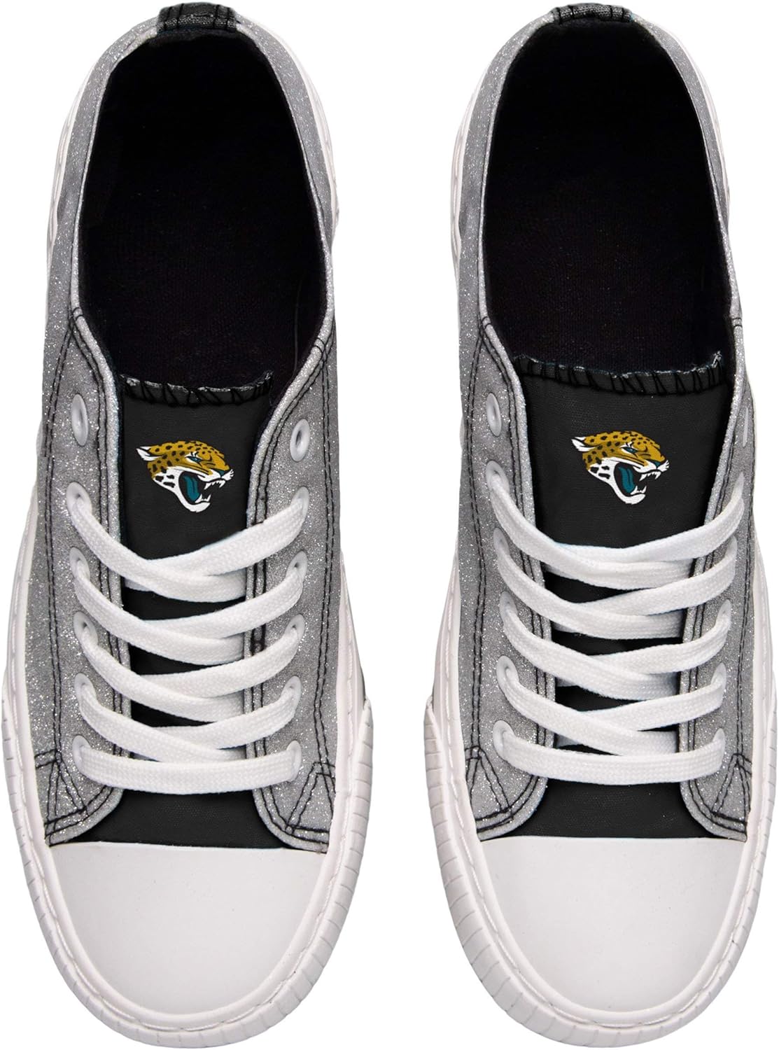 FOCO Jacksonville Jaguars NFL Womens Glitter Low Top Canvas Shoes - 10 - Image 3
