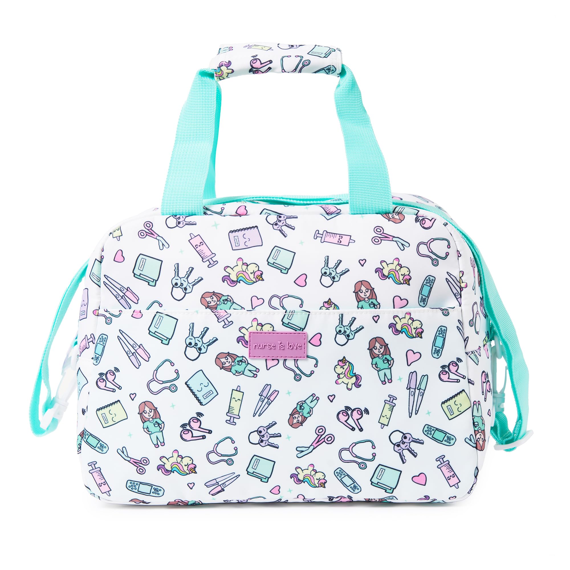 Nurse is Love Kühltasche Klein Für Krankenschwester, Lunchtasche, Lunch Bag, Thermotasche, Frühstückstasche Mit Fächern + Gurt Passt Mit Brotdosen | Krankenschwester & Arzt Zubehör.