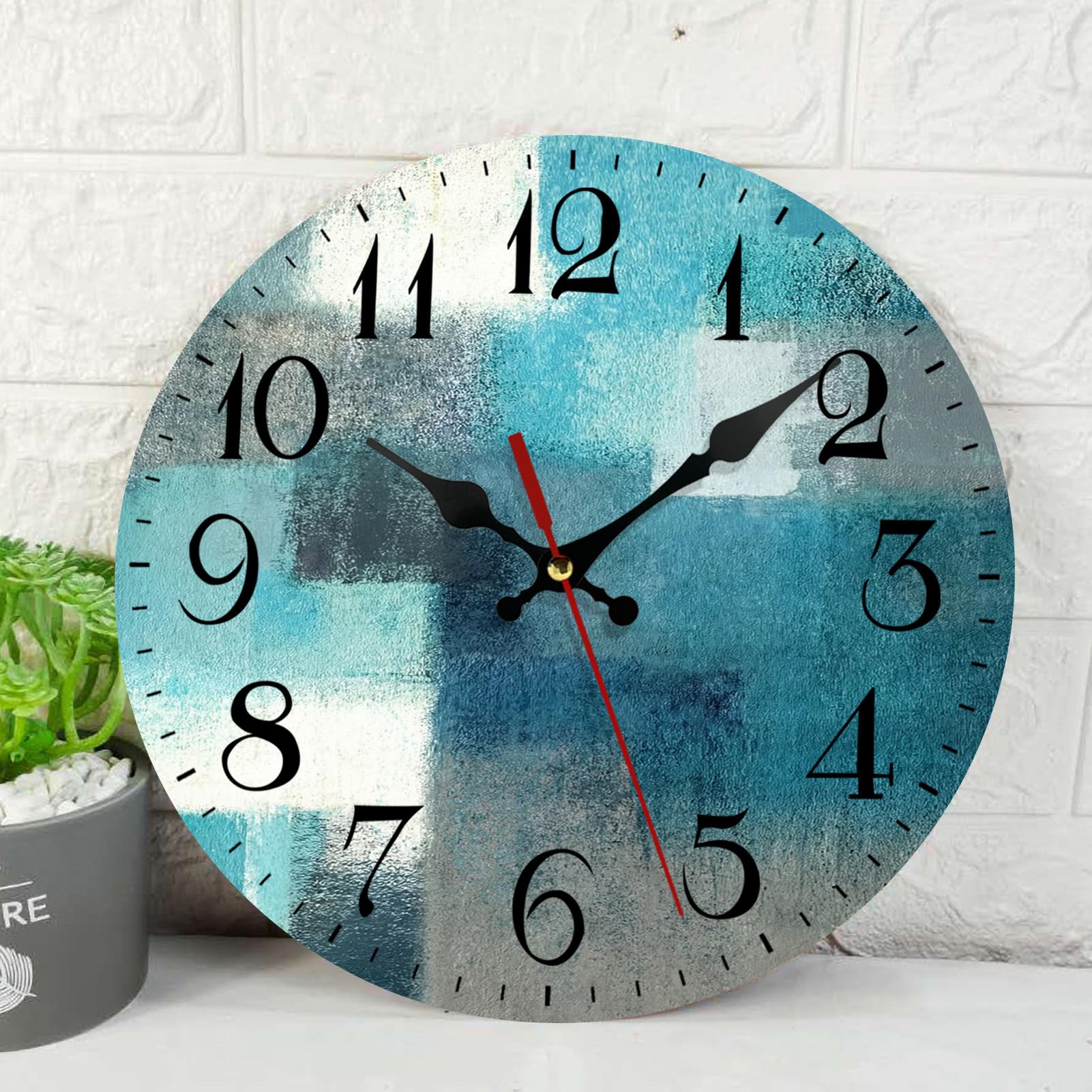 Horloge murale peinture abstraite ArtSocket en bois anti-bruit pour décoration salon