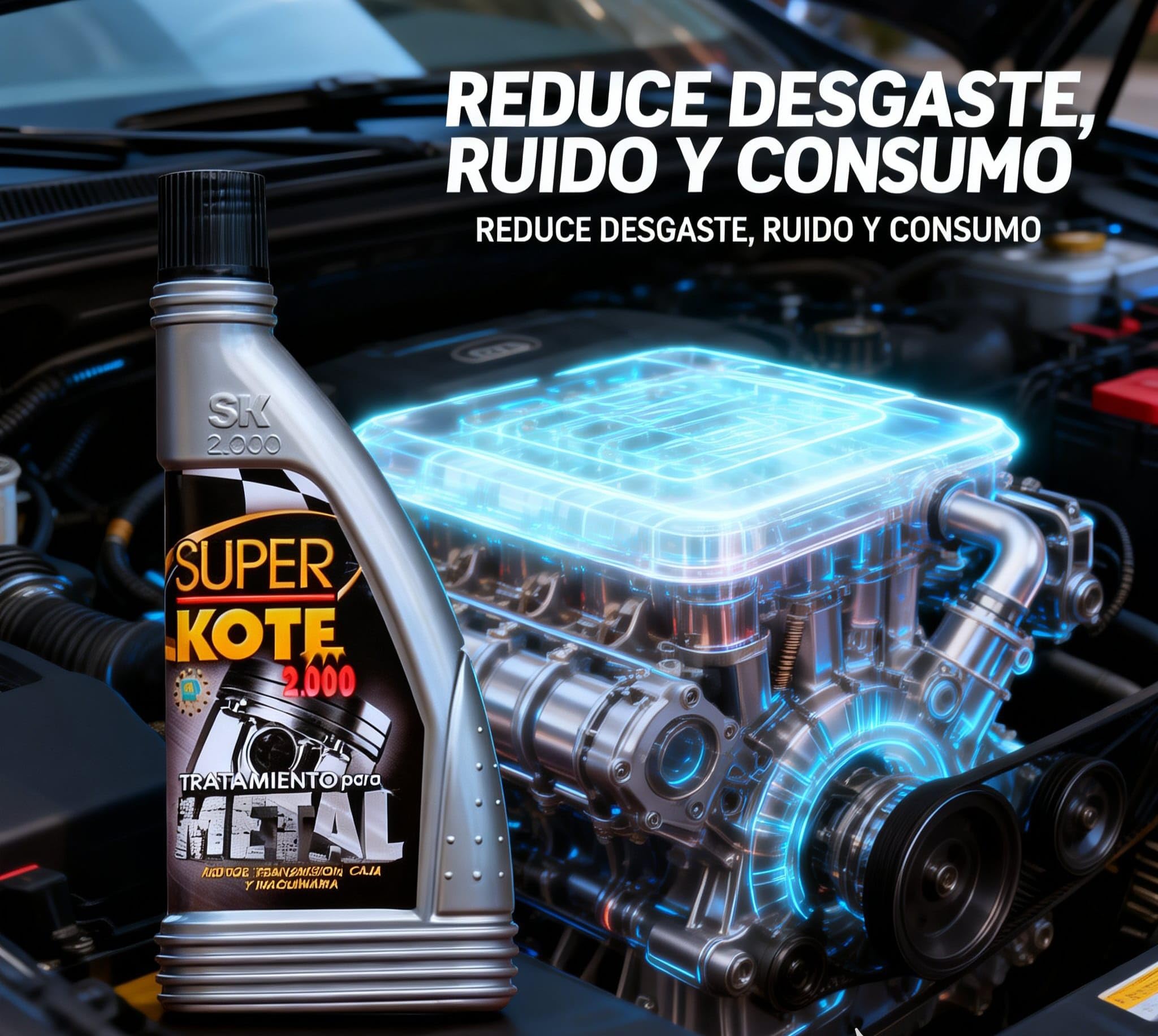SUPERKOTE PREMIUM – Tratamiento Antifricción Motor, Aditivo Aceite, Reduce Desgaste y Ruido, Ahorra Combustible, Ideal para Motores con Alto Kilometraje