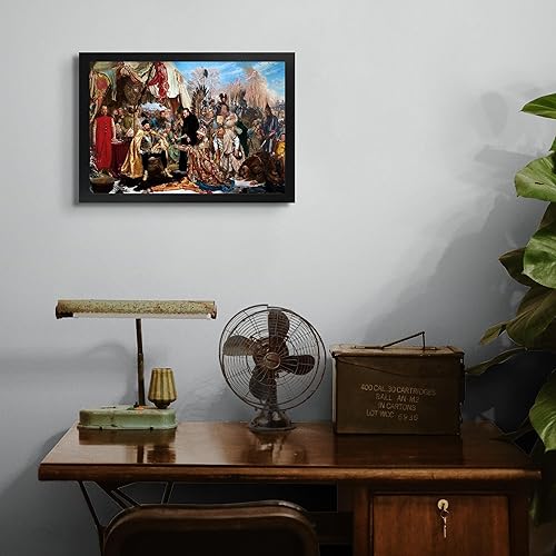 Miniatura 4 de Lost Cabin Bathory at Pskov de Jan Matejko Imprimir marco plano negro Reproducción de pinturas de obras de arte finas Póster decorativo enmarcado