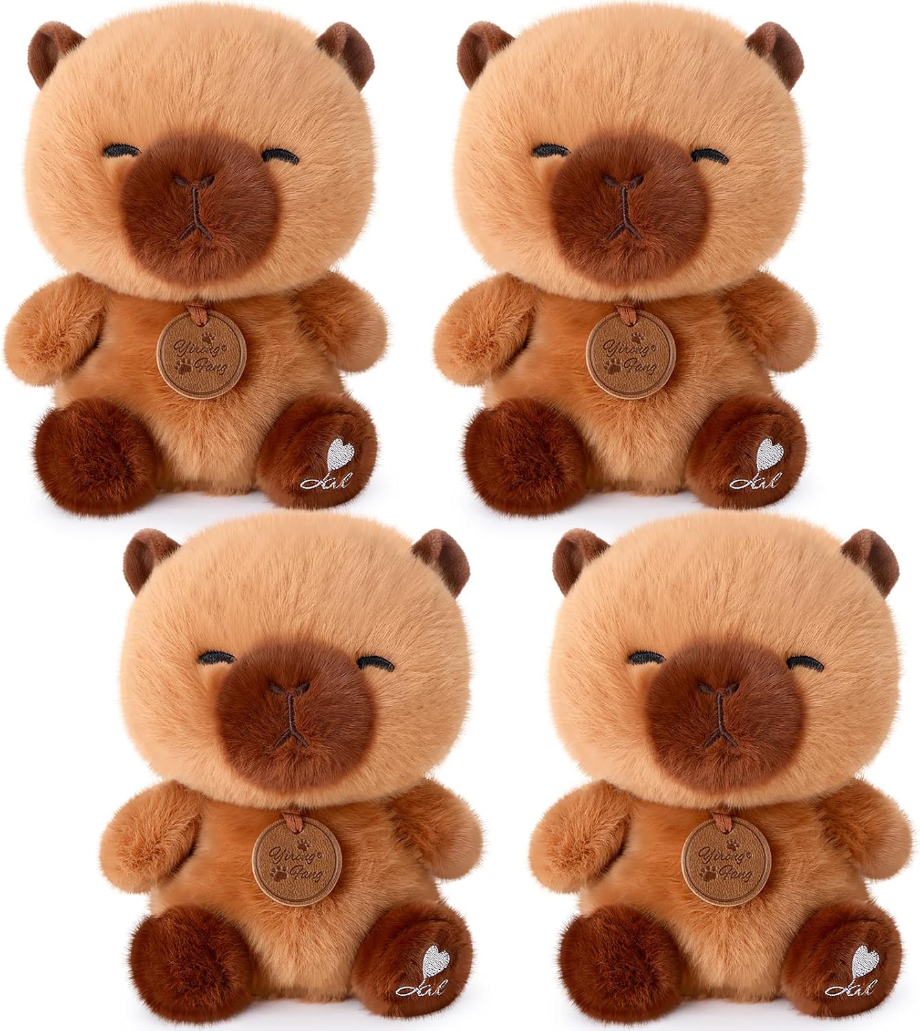 Aoriher 4 Pcs Capybara Stuffed Animal Mini Plush Capybara Gift Small Plushies Doll Birthday Gift Plush Set for Animal Theme Party Decor Nursery Bedroom, 5''