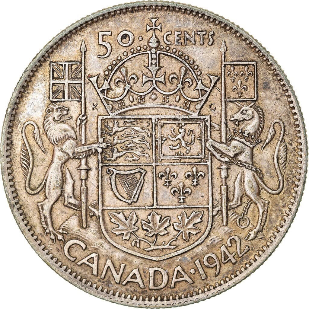 1937-1951 50 Cent Canadian Silver Coin I Issued Under King George VI In Canada I Monetized By The Canadian Government