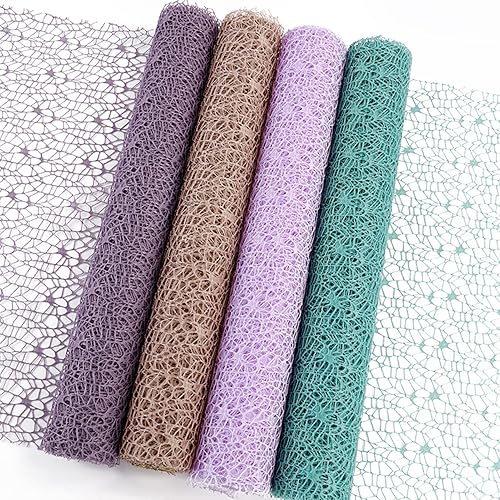 Miniatura 2 de Papel de regalo floral calado de malla jacquard coreano, 1 rollo de suministros de floristería, papel de envoltura de ramo de flores, suministros