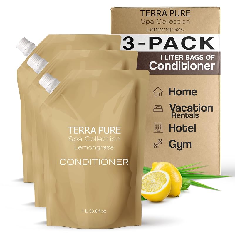 Terra Pure Spa Condicionador para Reposição, Pacote com 3 Bolsas de 1 L