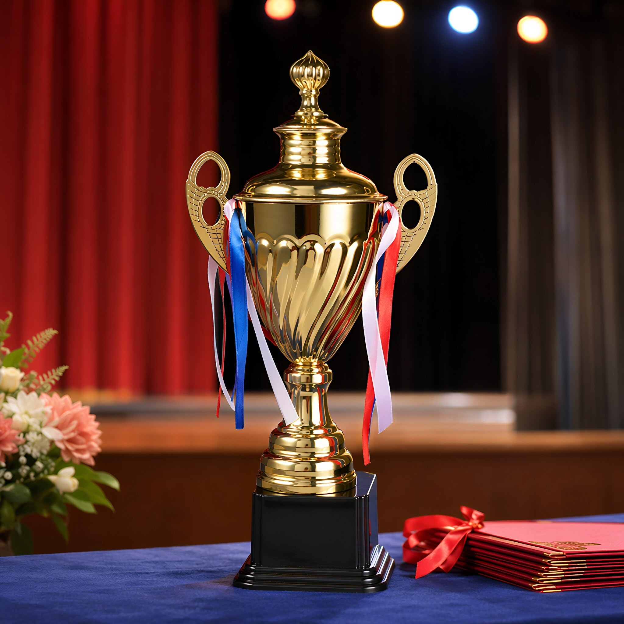 Lurrose Copa Trofeo - Trofeo Grande de 36,5 cm (14,37 Pulgadas), Premio de Metal Dorado para Deportes, competiciones, torneos, fútbol, ​​Partidos de Liga, reconocimiento y Premio al Trabajo en