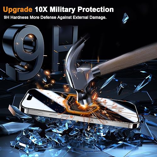 Miniatura 8 de QHOHQ Paquete de 3 protectores de pantalla de privacidad para iPhone 15 Pro 6.1 pulgadas con 3 protectores de lente de cámara, película de vidrio