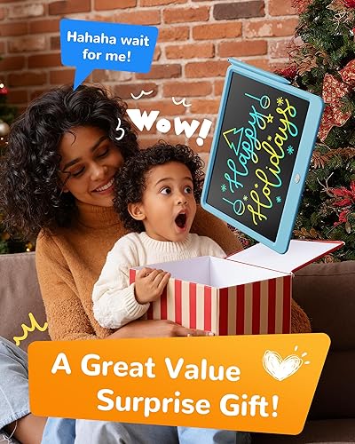 Vista 103 de KOKODI Tableta de escritura LCD, regalos para niños y niñas de 3 años, tableta de dibujo colorida de 10 pulgadas, almohadillas de dibujo Azul