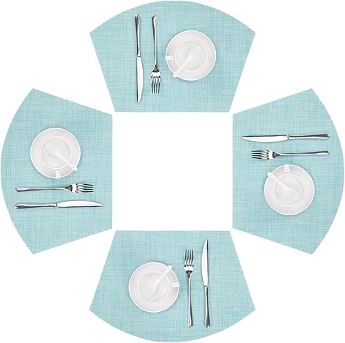 Miniatura 114 de SHACOS - Manteles individuales de PVC para mesas redondas, manteles individuales con curvatura, antideslizantes, resistentes al calor, de vinilo,