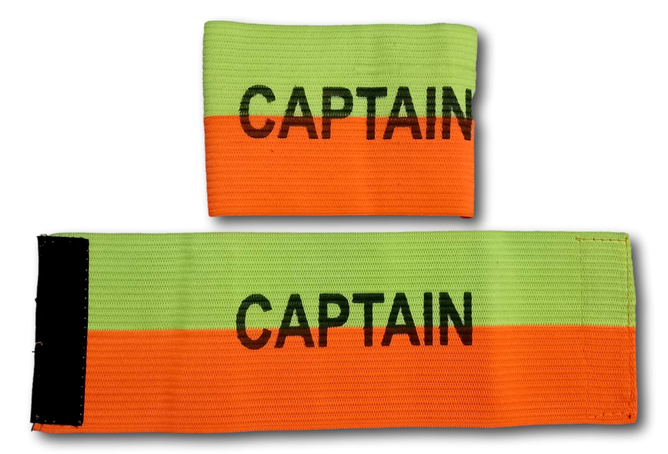 Nextage Captain Armband – Durable Elastic Breathable Band for All Sports, Waterproof Lightweight Stretchable Velcro Armbands, Neon Multicolor High Visibility Set of 2 Football Band