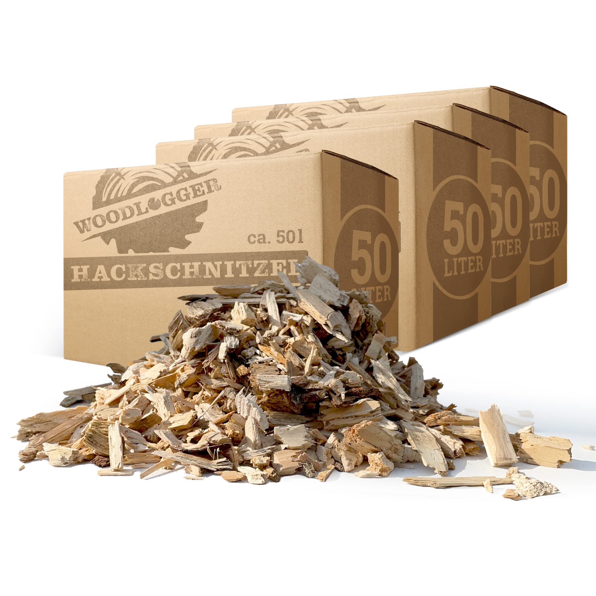 Hackschnitzel aus Kiefer 200 L | Holzhackschnitzel als Rindenmulch-Ersatz für den Garten | Verwendbar als Einstreu, Brennmaterial, Anzünder, Deko, Mulch & Fallschutz für den Spielplatz