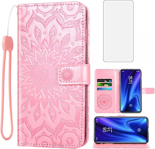 Funda del teléfono para Xiaomi Mi 9TMi9T ProRedmi K20RedmiK20 Pro Carcasas de la cartera con vidrio templado protector de pantalla de cuero delgado