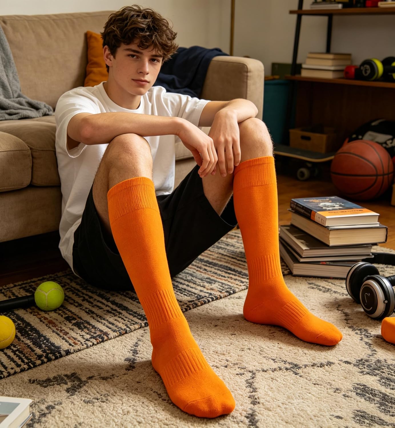 Kids Soccer Socks for Boys Girls Over the Calf Youth Athletic Knee Hig Sports Socks Arch Support Cushioned