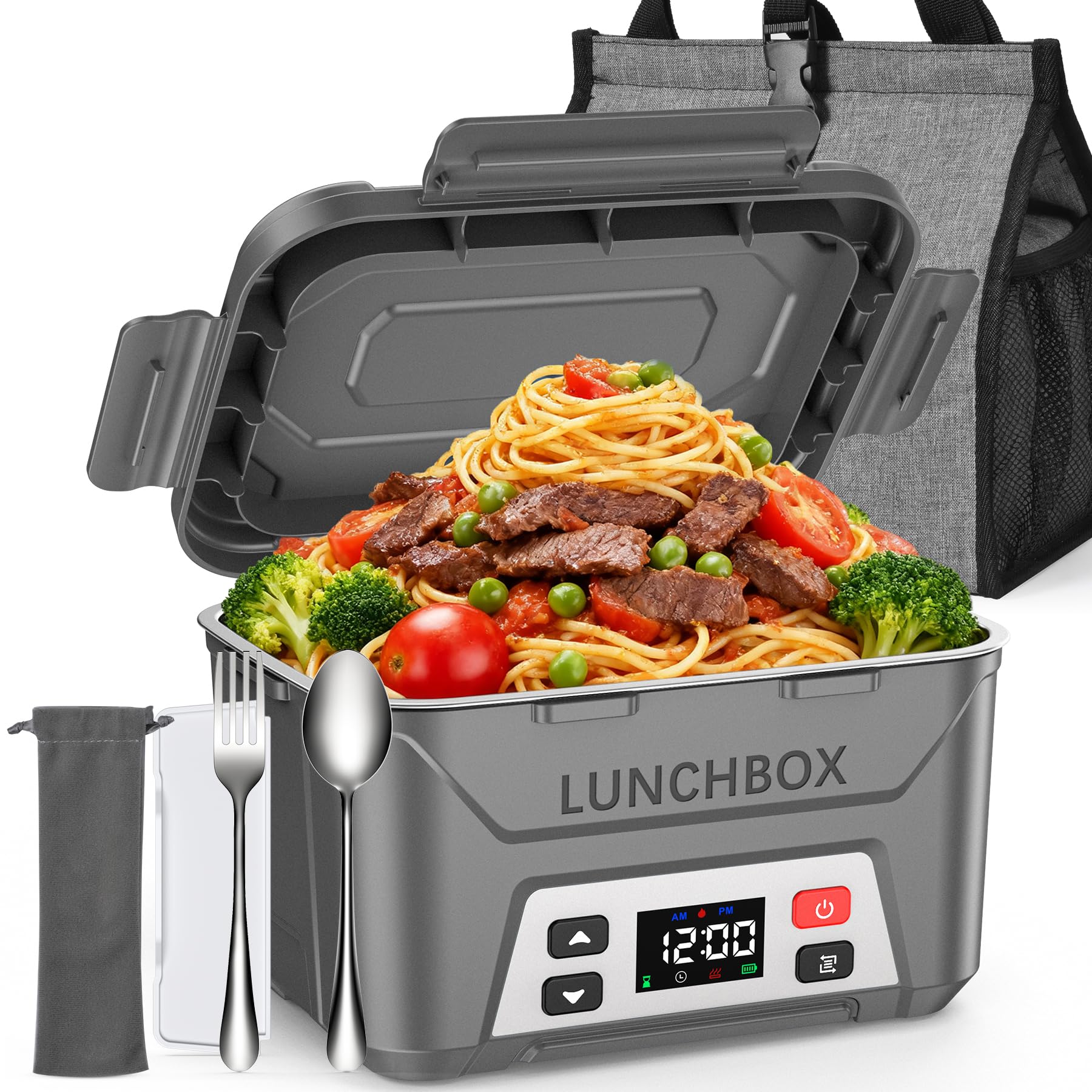Photo 1 of EAST OAK Heated Lunch Box for Men, Electric Lunch Box for Adults, 5.5 Cups Cordless Portable Food Warmer, Rechargeable Self Heating Food Heater with Memory Function, Automatic Keep Warm(Grey)